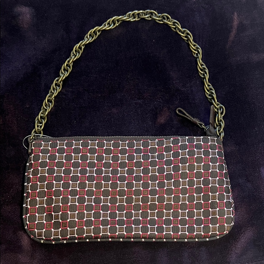 J Crew Silk Mini Bag Antique Gold Finish Chain Strap Never Used NEW